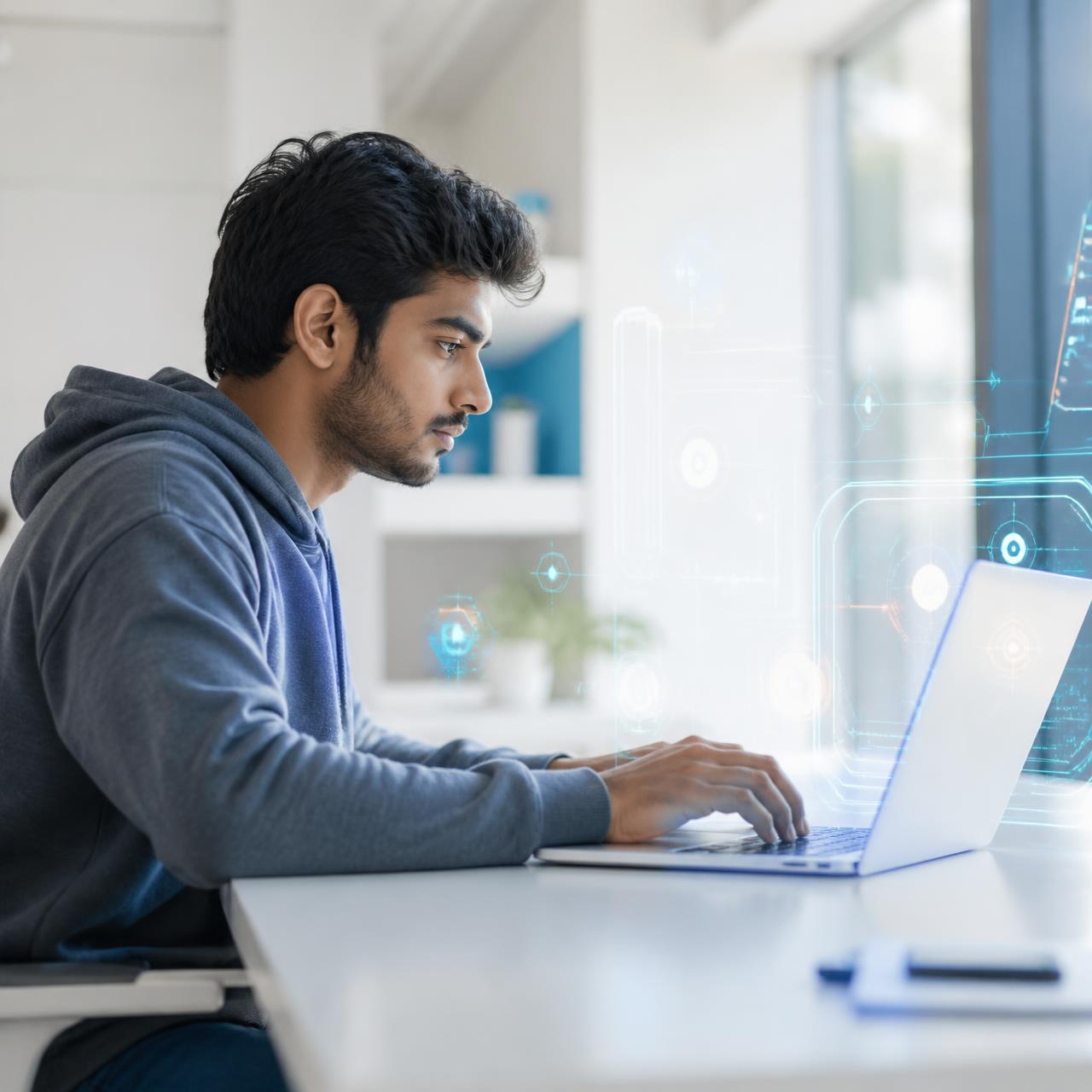 Developer working at a laptop