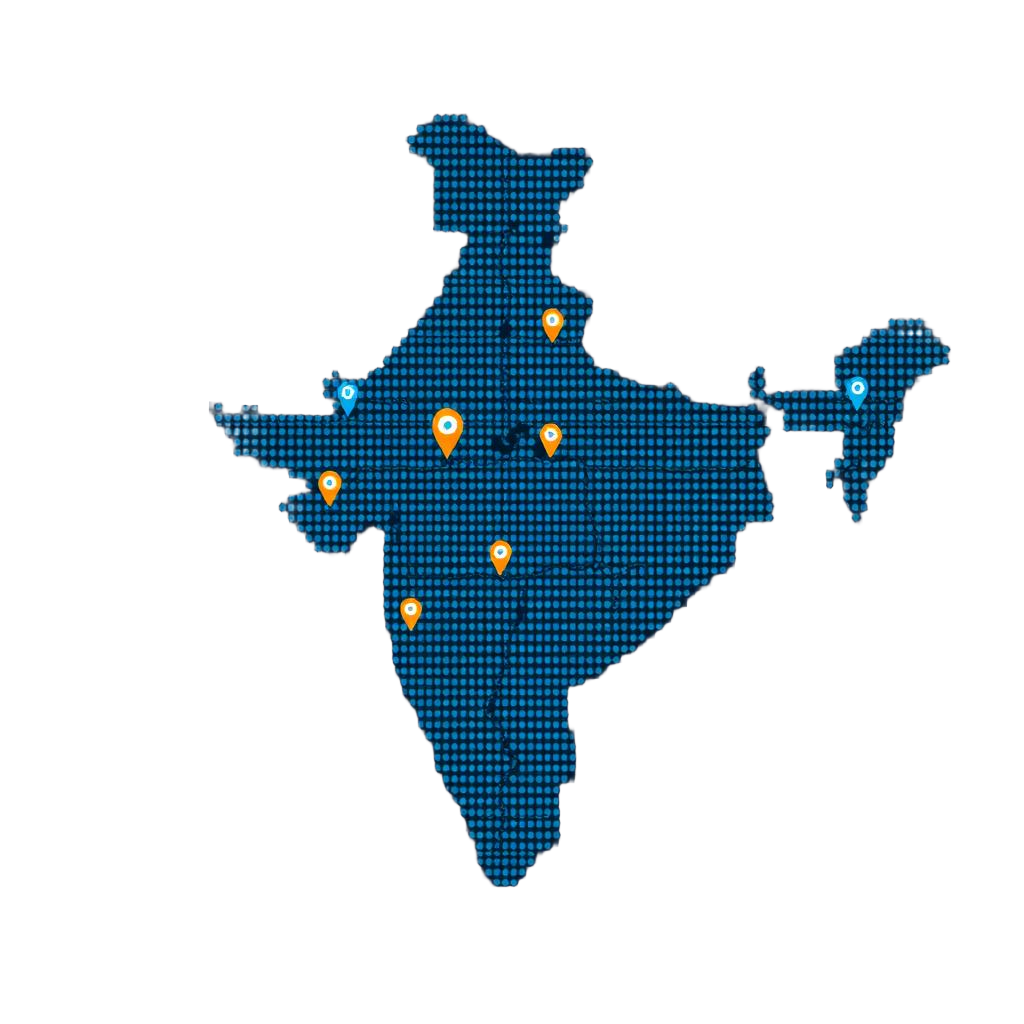 Map of India with LNBE campus locations